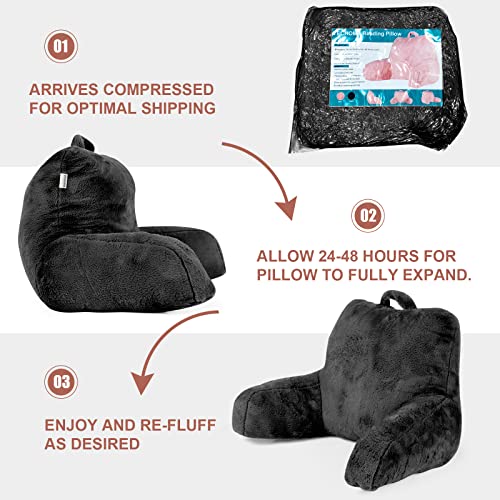 Reading Pillow,Wedge Pillows, Reading & Bed Rest Pillow with Support Arms,Adult Backrest Lounge Cushion with Arms,Perfect for Back Support While Relaxing, Gaming, Reading, or Watching TV (Black) - Image 8