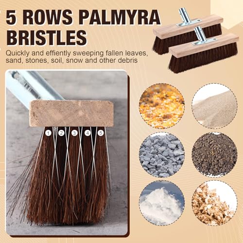 Image of Vesici 6 Pcs Deck Brush Heads 10.6 x 2.4 Inch Heavy Duty Replacement Wide | Concrete Garage Driveway Cleaning, Boat Deck Shop Use, Wood Base Threaded Mount, Synthetic Bristles for Scrubbing Surfaces