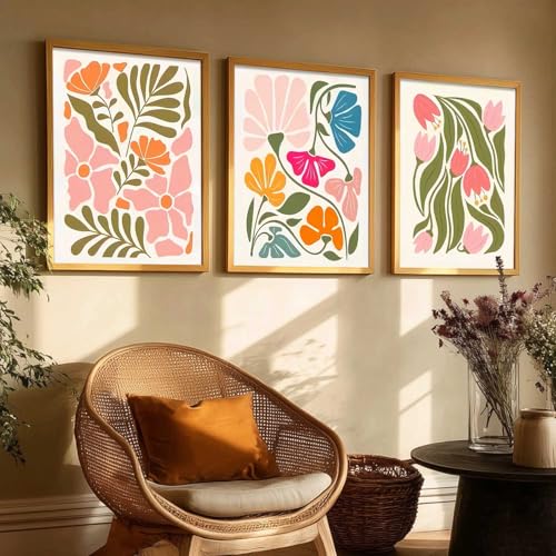 Image of kotart Painting Boho Wall Art Home Decoration Paintings With Frame For Living Room Bed Room Hotel Wall Decor Digital Reprint Set of 3 (19X25 inch)