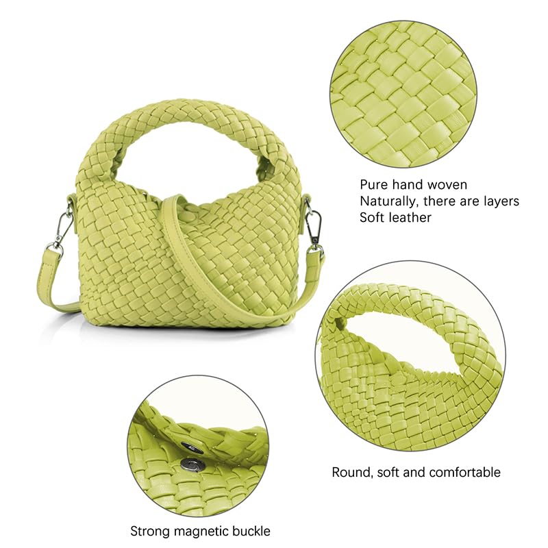Image of Maydear Woven Purse for Women, Small Top Handle Handbag with Detachable Shoulder Strap, Crossbody Bag