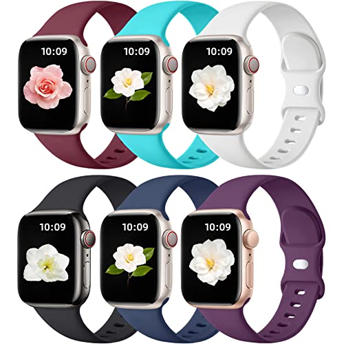 Maledan 6-Pack Silicone Sport Bands for Apple Watch 38–49mm