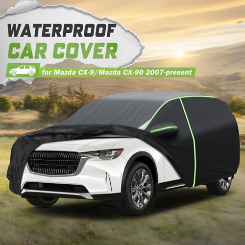 Image of Car Cover for CX-9 /CX-90 2007-2026, 7 Layers Full Car Cover All Weather Car Covers for CX9 /CX90, Waterproof Outdoor Cover with Zipper Door Reflective Strips