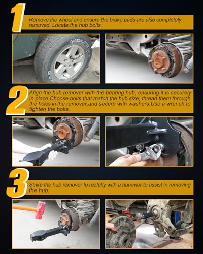 Image of Wheel Bearing Hub Removal Tools Kit Compatible with All Axle Bolt Hubs 5, 6, 8 Lug Hubs Buster Puller - Black