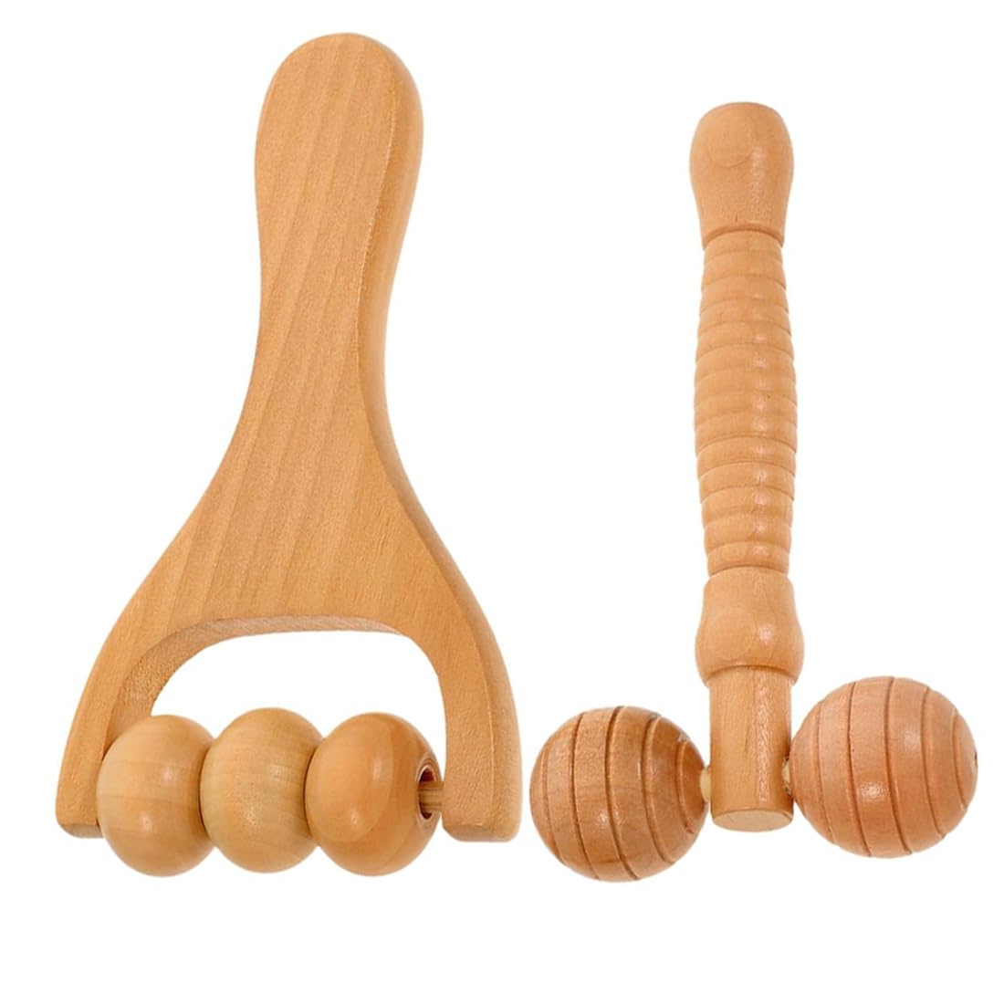2 Piezas Rodillo de Masaje Madera, Masajeador Manual Portátil para Piernas, Promover Circulación Sanguínea y Aliviar Tensión Muscular, Masajeador linfático corporal, Anticelulítico, para casa, oficina