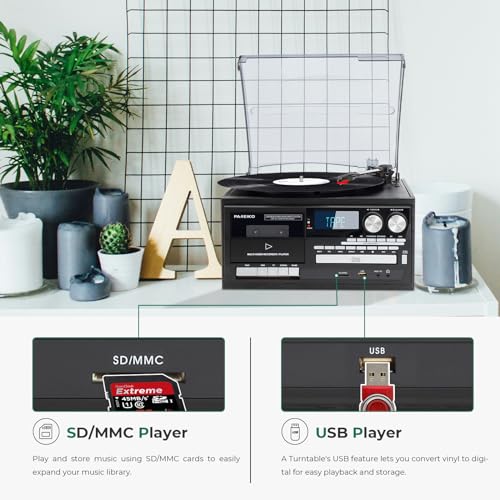 Pareiko T408 9-In-1 Record Player 3 Speeds Vinyl Turntable thumb #3
