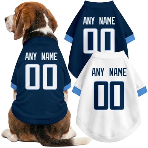 Image of Tennessee Dog Clothes Jersey Style Personalized Pet T Shirt with Custom Name Number for Small Medium Large Dogs