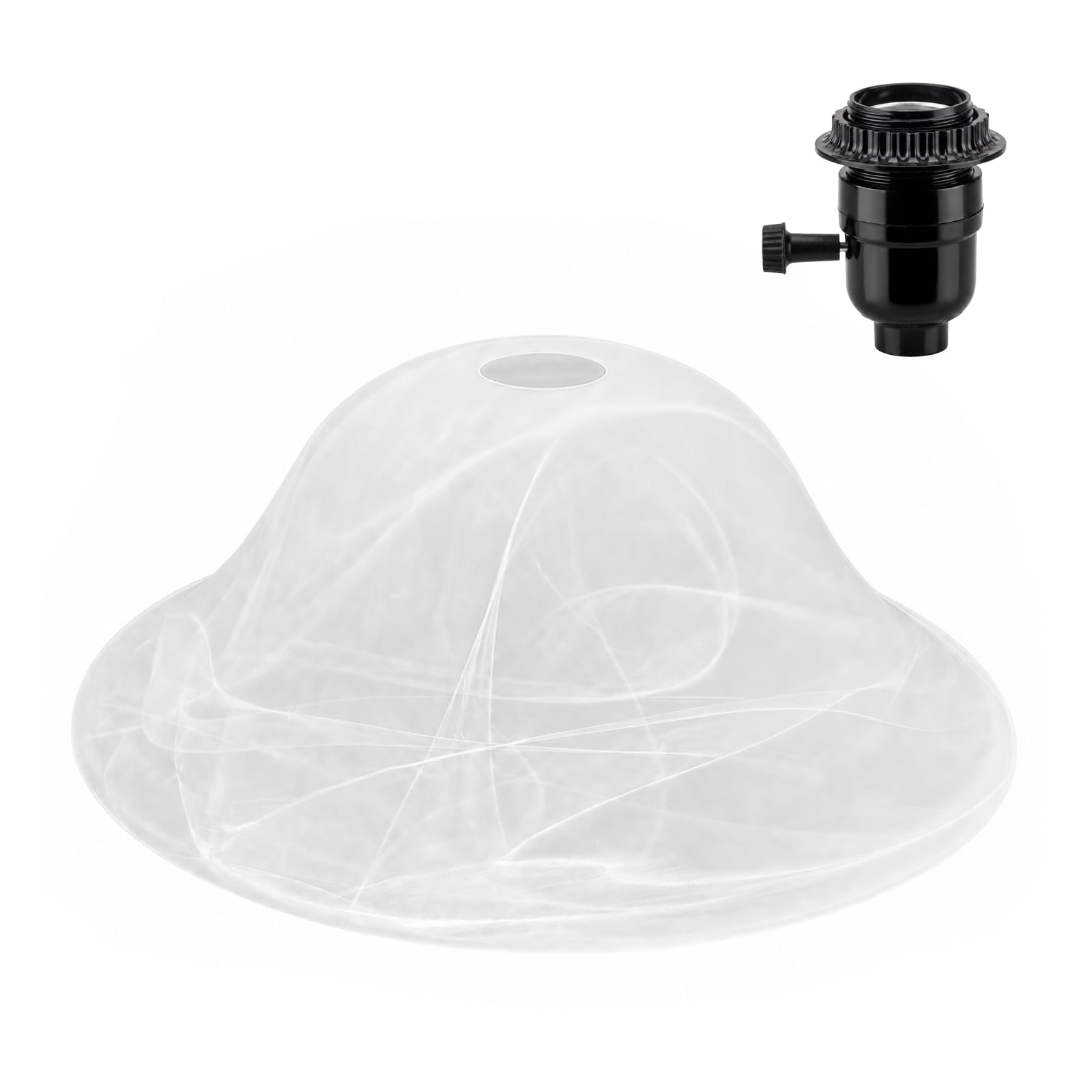 Photo 1 of ***STOCK IMAGE FOR REFERENCE***
Alabaster Glass Lamp Shade Replacement with Base E26 Socket, Glass Bowl Shade for Chandelier Pendant Lighting Fixture