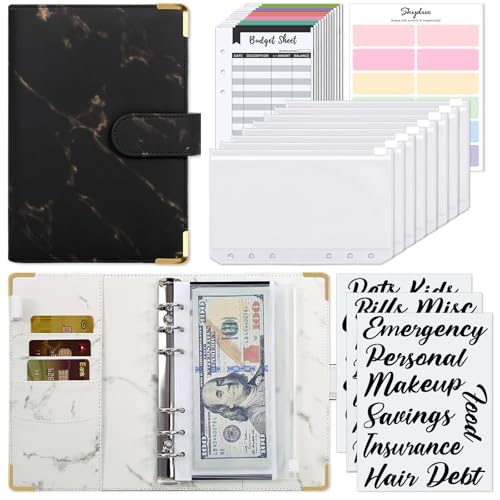 Image of SKYDUE Budget Binder, Money Saving Binder with Zipper Envelopes, Cash Envelopes and Expense Budget Sheets for Budgeting (Mabble)