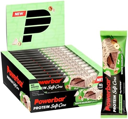 Powerbar - Soft Core - White Hazelnut - 12x48g | High Protein - Low Sugar Riegel - Protein Bar