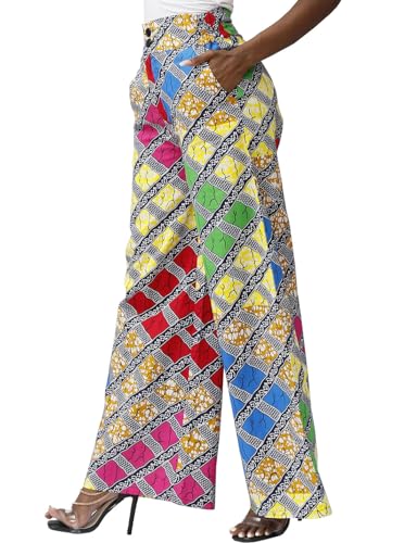 SHENBOLEN Women African Print Long Pants Ankara Wax High Waist Pant2