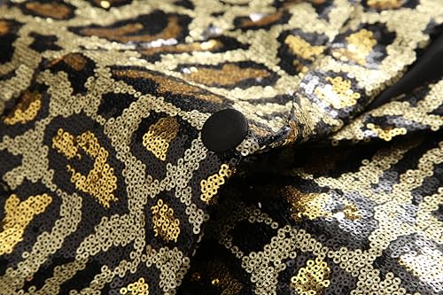 Mens Gold & Red Sequin Tuxedo Blazer Slim Fit One Button Sport Coats Shiny Dress Suit Jacket for Prom, Party, Wedding4