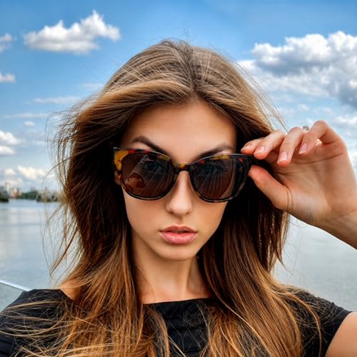 Image of ZENOTTIC Cat Eye Sunglasses Women: Polarized UV400 Oversized Retro Shades