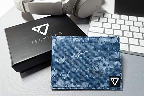 TechLead Ultra Slim Wallet (thin, minimalist, urban camouflage, modern travel design for men and women) (Digital Blue)3