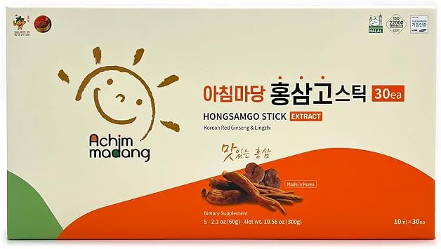 Korean Red Ginseng & Licorice Extract Hongsamgo Stick, Halal Cerified 10ml x 30 Sachets Pack of 1