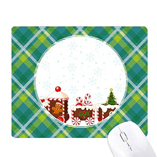 Tapis de souris train de Noël pixel art vert avec grille géométrique
