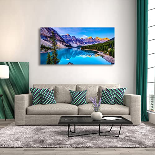 Image of Wall Art Lake Mountain Landscape Picture Print Canvas Wall Art Modern Giclee Artwork Home Decor Stretched and Framed Ready to Hang,2cm Thick Frame, Waterproof Artwork