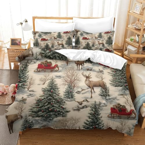 Housse de couette Noël 140x200 microfibre forêt - 3