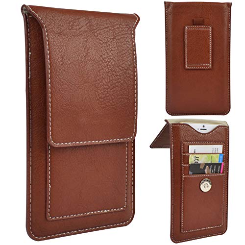 Professional Vegan Leather Vertical Smartphone Holster Wallet Case (Brown) fits iPhone Xs, X