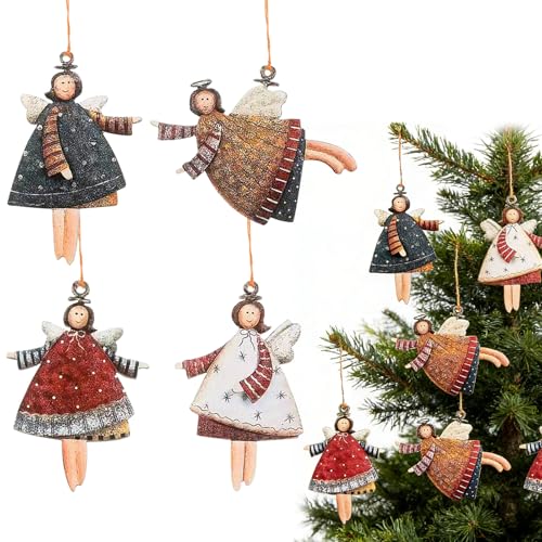 20 Stück Holz Engel Weihnachtsanhänger Christbaumschmuck, 4 Designs...