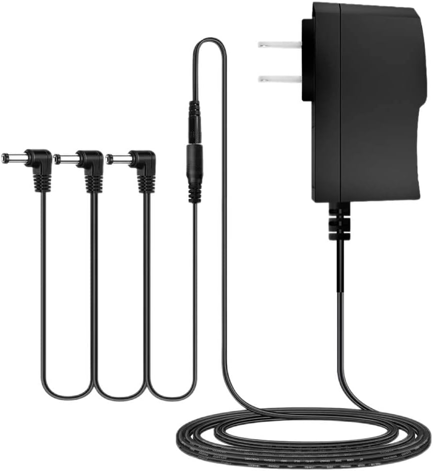 for Boss PSA Adapter 9V DC Guitar Pedal Power Supply 1A Power Cord for BOSS Effects Pedal, Casio Keyboard, Roland Musical Instruments, Distortion,PSA-120S,Center Negative with 3 Way Daisy Chain Cables