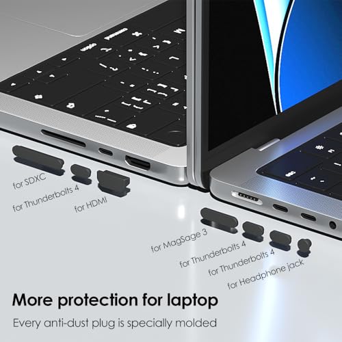Anti-stofpluggen voor MacBook Pro 14,2" en 16,2" (2021-2024) M1/M2/M3/M4 Pro Max siliconen zwart - Afbeelding 5