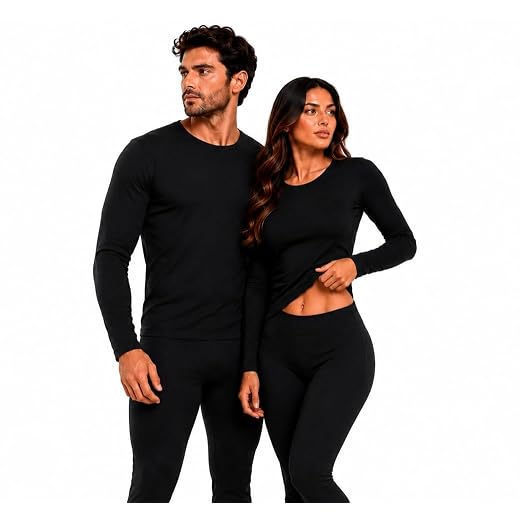 Conjunto Térmico Segunda Pele Unissex, Blusa e Calça Flanelada, Tecido Peluciado, Isolamento Térmico, Preto ou Bege CONJUNTO TÉRMICO MASCULINO (PRETO)-GOD TALENT