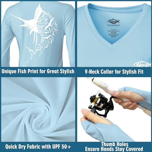 Palmyth Womens UPF 50+ Fishing Shirts Sun Protection Long Sleeve T-Shirt3