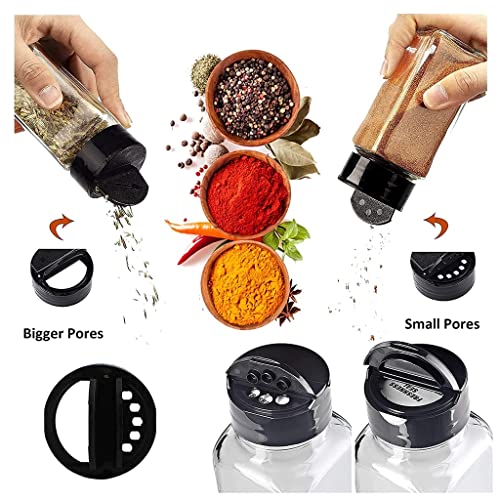 Image of KELVEE Glass Spice Jars With Black Plastic Shaker Lids Pack of 10, 100 ML Flip Top Square Spice Bottles, Seasoning Spice Containers For Kitchen,Storing Spice (10)