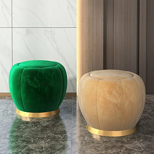 Tabouret pouf ottoman rembourré et banc à chaussures rond de 40 cm - 7