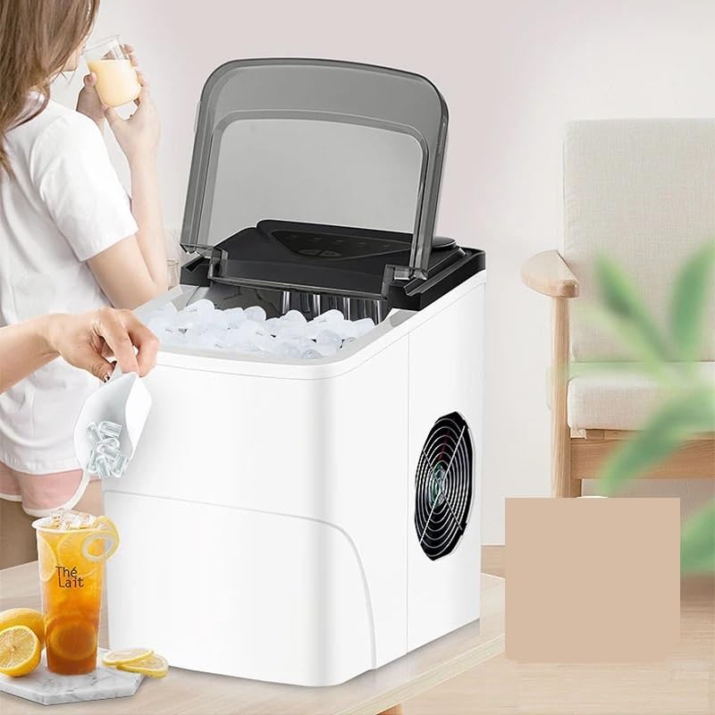 Máquina fabricadora de hielo, portátil para hogar y cocina, automática, eléctrica, redonda, para casa/cocina/acampada/RV miniatura 2