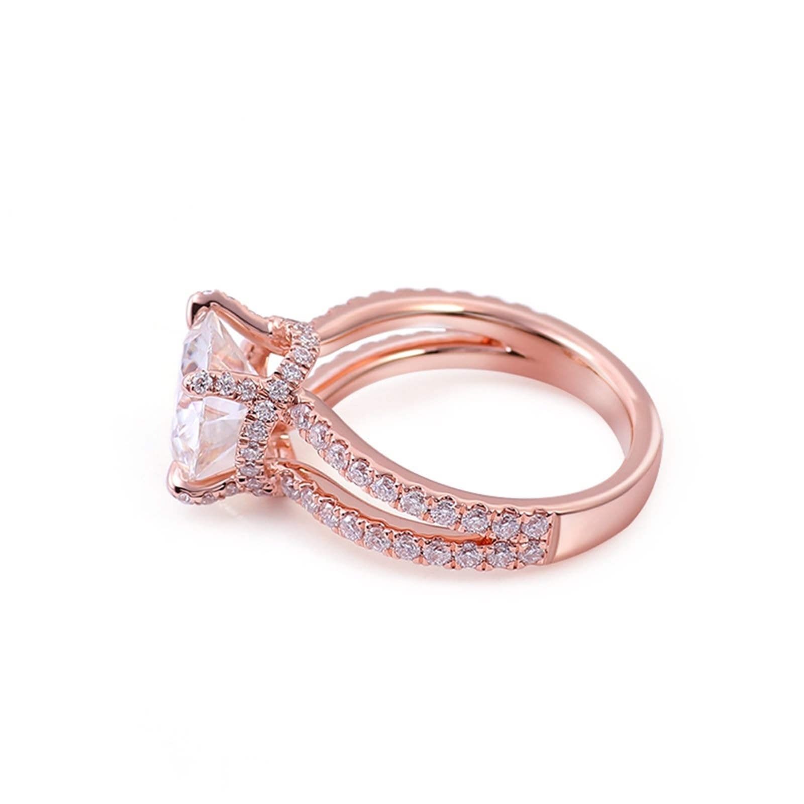 Wycian Anillos de mujer Moissanite Anillos de oro rosa de 9 K Elegante Moissanite Redondo con 4 Garras Talla 45 (14.3) Elegante para Lesbianas Acción de Gracias Personalizable