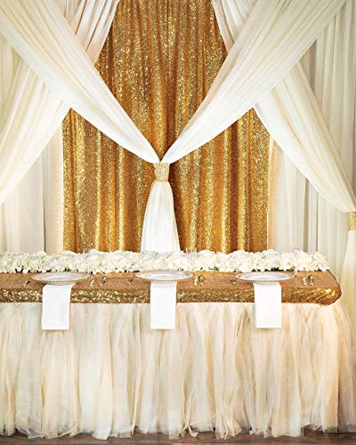 Image of Gold Sequin Backdrop Curtains 2ftx8ft Glitter Party Backdrop 6 Pieces Sparkly Fabric Curtains for Wedding Stage Background Decorations Christmas Party Decoration
