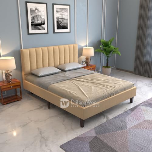 Image of DRIFTINGWOOD Florina Engineered Wood Low Height King Size Bed Without Storage | Wooden Double Bed | Low Floor /Level /Profile Cot Bedroom Furniture | Beige, Self Assembly (DIY)