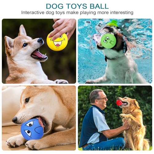 BORDEAG Quietschball Für Hunde, 6 Stück Hundeball Unzerstörbar, Hundespielzeug Ball, Dauerhaftes Quietschende Hundebälle, Weiches Latex Bouncy Fetch Bälle Für Große, Mittelgroße, Kleine Hunde
