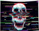 Amiiba Screaming Skull Wandteppich, Halloween, buntes Skelett, Wandbehang, Hippie, psychedelische Heimdekoration für Schlafzimmer, Wohnzimmer (Totenkopf, M – 149,9 x 129,5 cm)