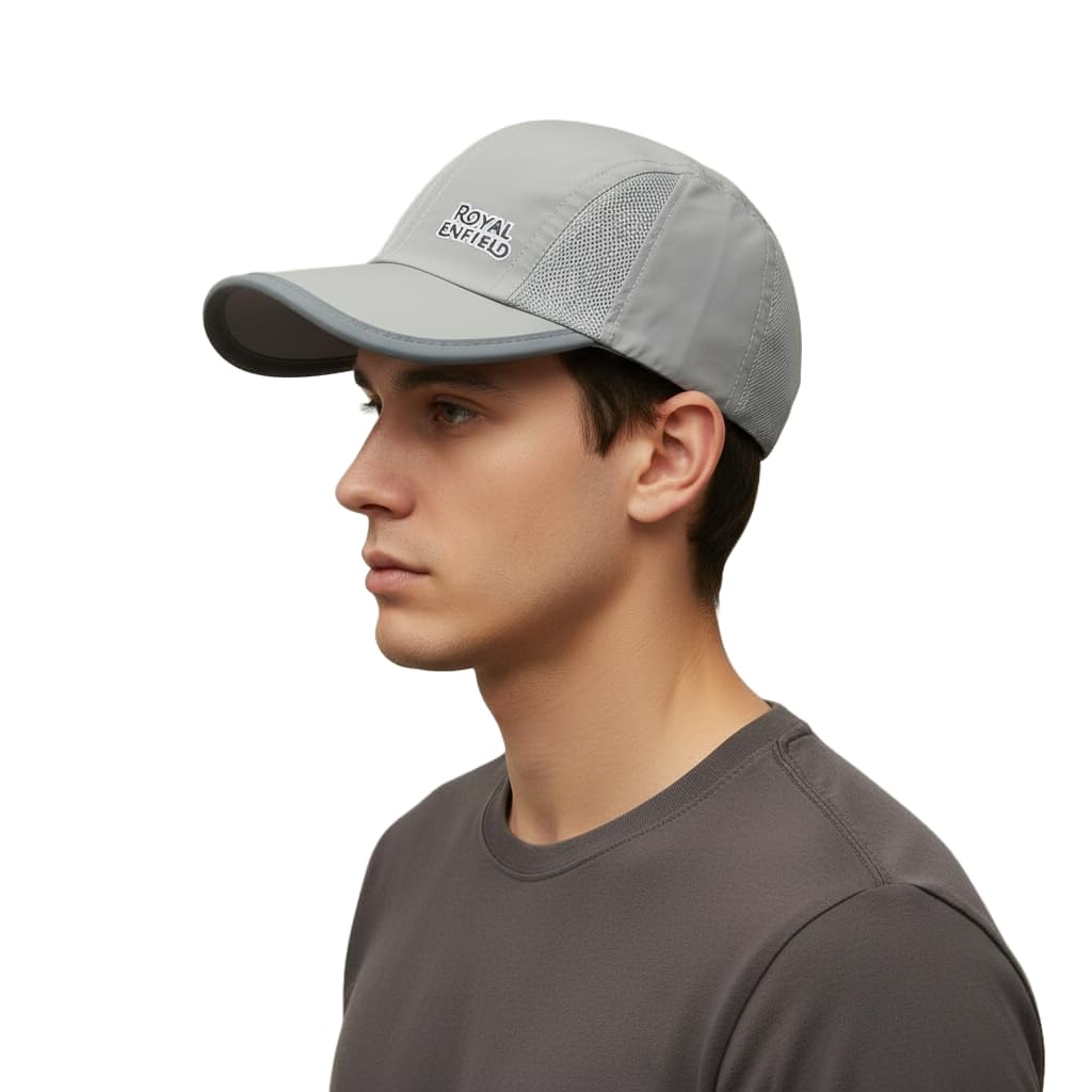 Baseball Cap for Men | - Lightweight Royal Enfield Summer Performance Hat with Grey Bordered Brim