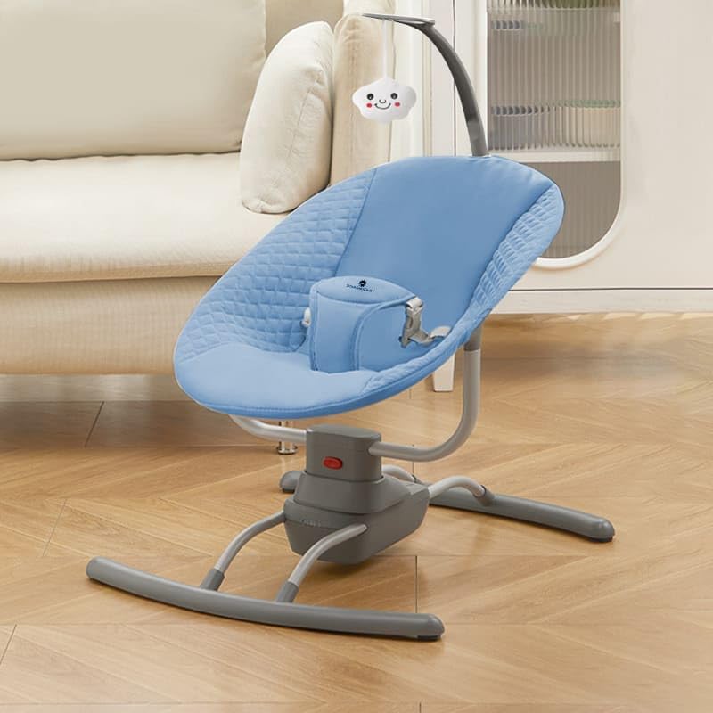 Image of StarAndDaisy Baby Rockers for 0 to 2 Years, Baby Multi Functional Rocker for Babies, Infants & Toddler with Mattress, 5-Level Automatic Swing & Bouncer /Cradle with Touch Panel & Hanging Toys (Blue)