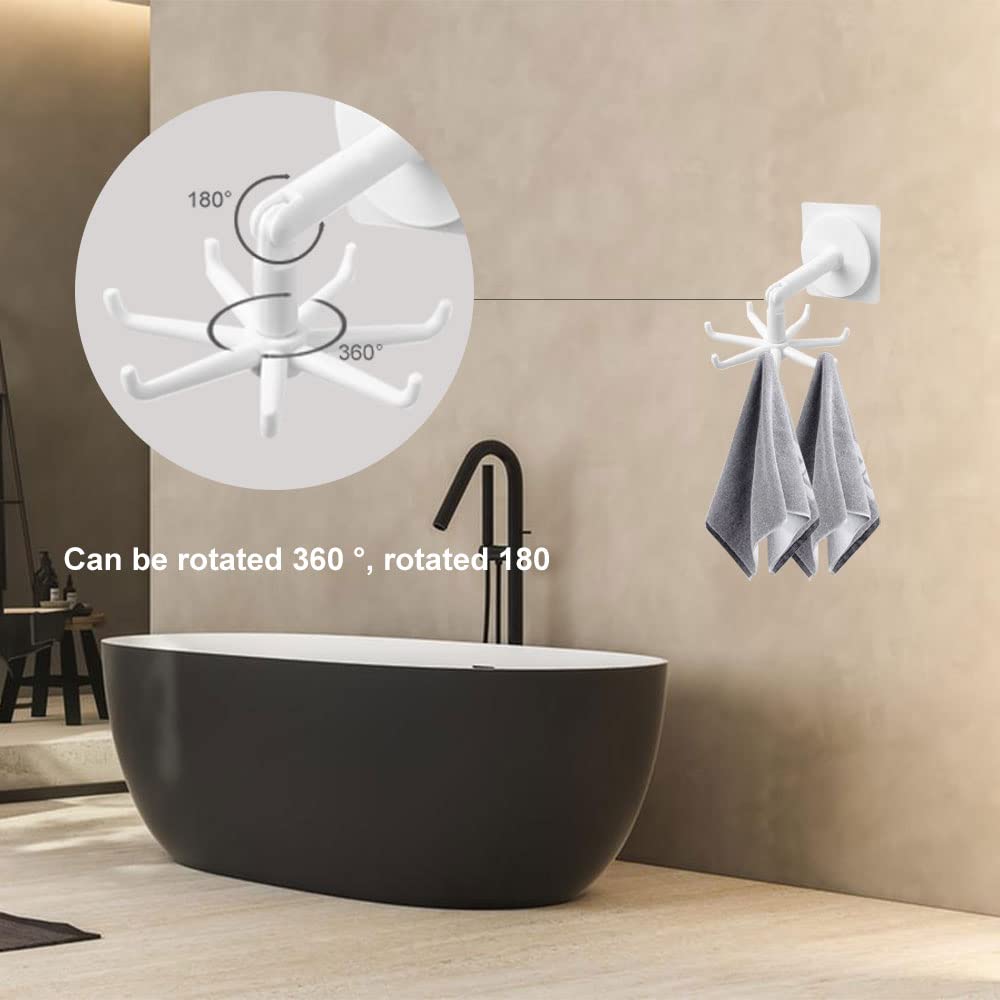 4 Crochets Adhésifs Rotatifs 360° - Pour Cuisine, Salle De Bain, Sans Perçage, Colle Sans Trace
