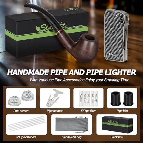 Set artesanal para fumar con pipa y encendedor recargable miniatura 5
