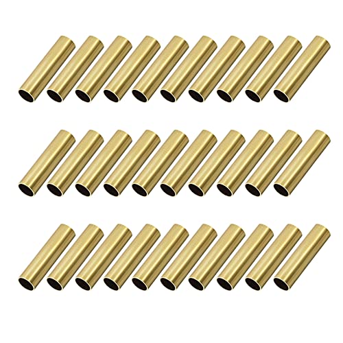 OFOWIN [30 Stück] Messing-Rundrohr, 30 mm Länge, 7 mm Außendurchmesser, 0,5 mm Wandstärke, Metall-Kupfer, nahtlos, gerades Rohrrohr für DIY-Zugluft-Dekorationsrahmen Cover