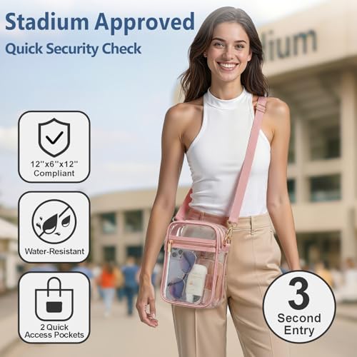Image of PACKISM Clear Bag for Stadium Events - Clear Purses for Women Transparent Crossbody Messenger Bag for Concerts Game Day