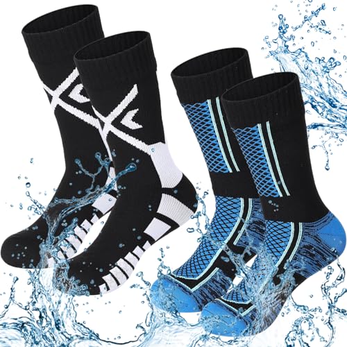Image of Jeyiour 2 Pairs Waterproof Socks Unisex Waterproof Breathable Outdoor Skiing Hiking Wading Fishing Socks for Men Women