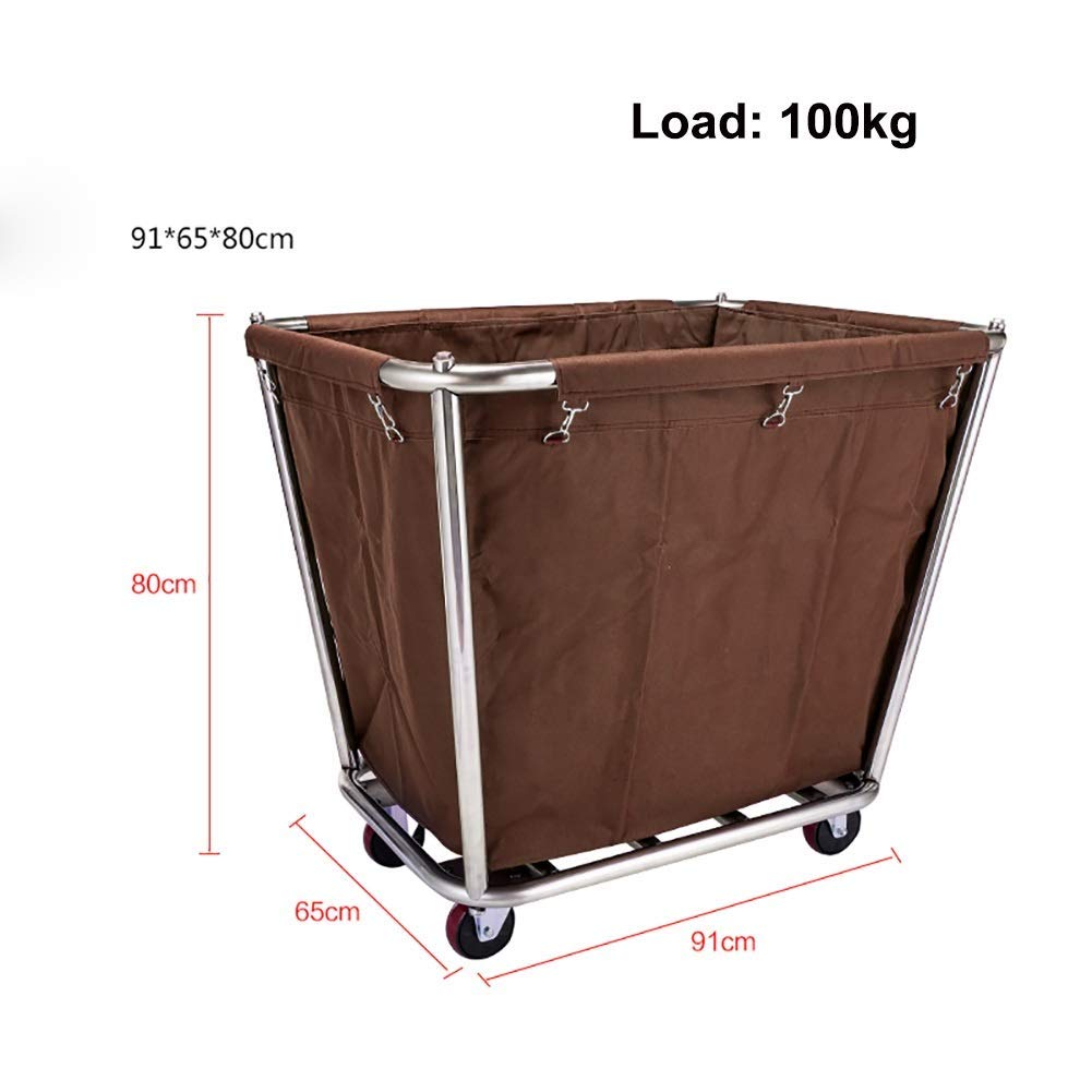Chariot de Recyclage Multifonction Portable pour véhicules de Recyclage, Chariot de tri de Linge Commercial Robuste avec Sacs Amovibles, Cadre en Acier Inoxydable et Tissu Oxford, Couleur café