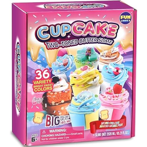 36 Big Cupcake Butter Slime Packs for Girls, FunKidz Two Toned Butter Slime Kit for Kids Party Favors Premade Bulk Slime Toys Cover