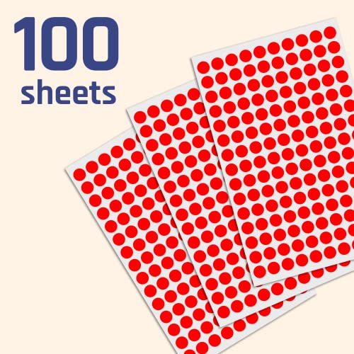 Image of 10 mm Adhesive Dots Label Stickers Self-Adhesive - (Pack of 15,000, Red)