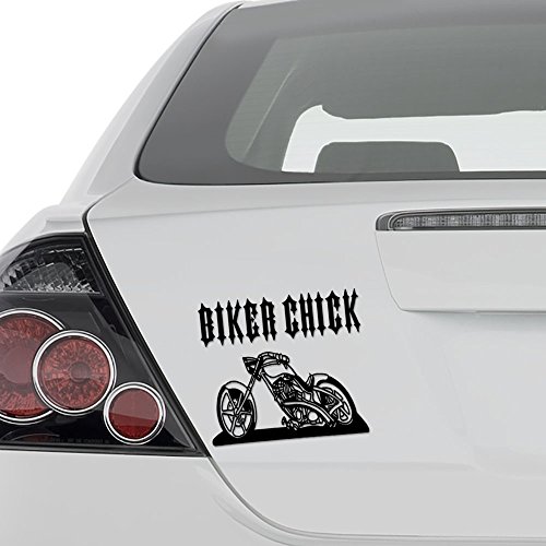 AAmpco Decals Biker Chick Motorcycle Motorbike Die Cut Vinyl Decal Sticker For Motorcycle Car Truck Motorcycle Motorbike Window Bumper Size [6 in/15 cm] Wide Color- Gloss White