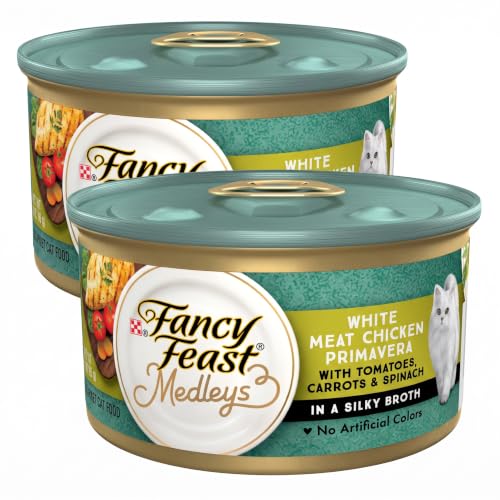 Fancy Feast Purina Medleys White Meat Chicken Primavera with Tomatoes, Carrots and Spinach in a Silky Broth - 3 oz. Cans (Pack of 48) - image 1