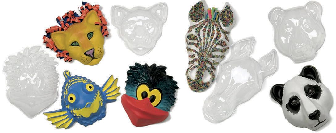 Roylco Make-A-Mask Multi-Cultural Animal Mask Set, Plastic, 8 x 6-1/2 x 2-1/2 Inches, Clear, Set of 5