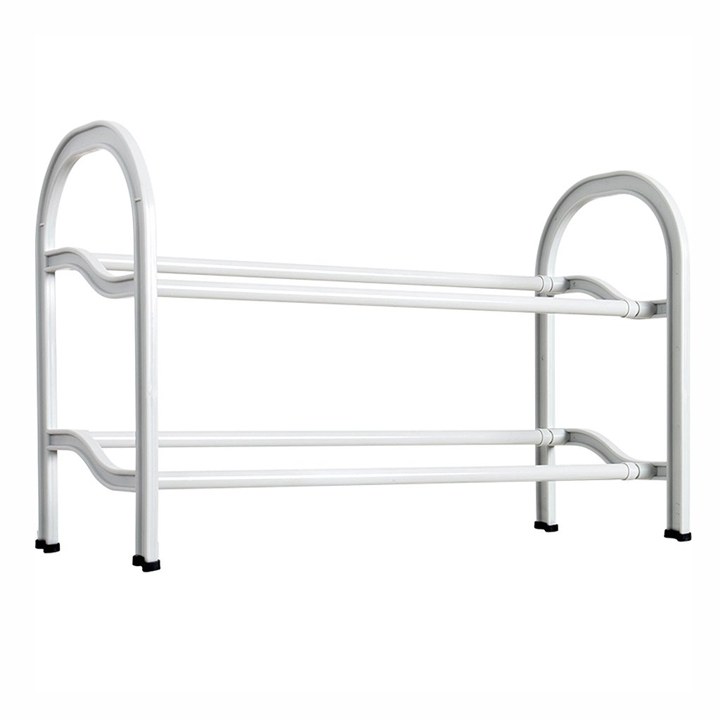 Adjustable 2 Tier Shoe Rack Expandable, Plastic Frame and Steel Tube Shoe Shelf Organizer Entryway with Handles (Color : Gray)