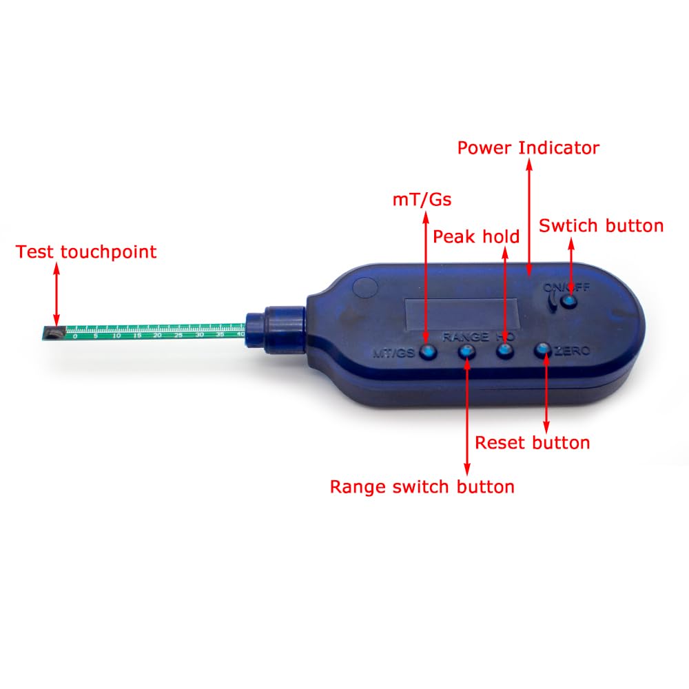 Medidor de Flujo de Campo Magnético Magnetómetro de Pluma Gaussmeter Portátil 0-2000mT/20000Gs